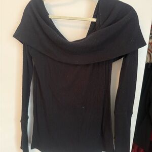 We The Free Black Off-Shoulder Sweater